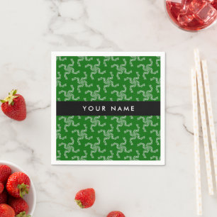 Christmas Garland, Green, Your name, Personalize Napkin