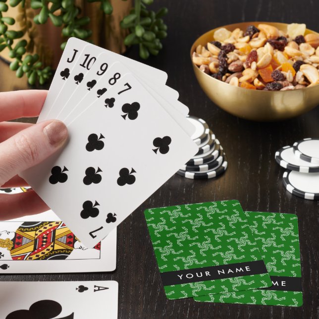 Christmas Garland, Green, Your name, Personalize Playing Cards (In Situ)