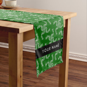 Christmas Garland, Green, Your name, Personalize Short Table Runner