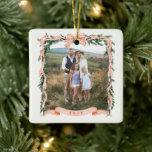 CHRISTMAS GARLAND Photo Ceramic Ornament<br><div class="desc">CHRISTMAS GARLAND | Photo Christmas Ornament | Watercolor Greenery Garland with Ribbon and Bow Frame.</div>