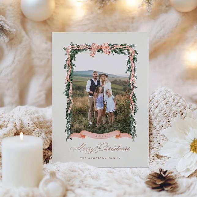 Christmas Garland Photo Foil Holiday Card (Creator Uploaded)