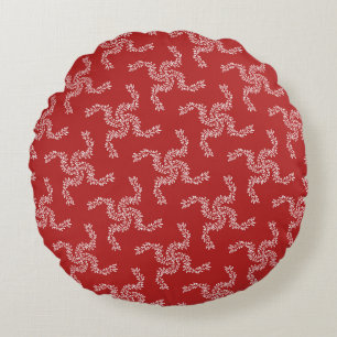 Christmas Garland Red, Christmas Decoration, Xmas Round Pillow