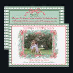 Christmas Garland Red Ribbon Green Gingham Holiday Card<br><div class="desc">A Classic Christmas card with greenery and red ribbons.</div>