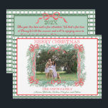 Christmas Garland Red Ribbon Green Gingham Holiday Card<br><div class="desc">A Classic Christmas card with greenery and red ribbons.</div>
