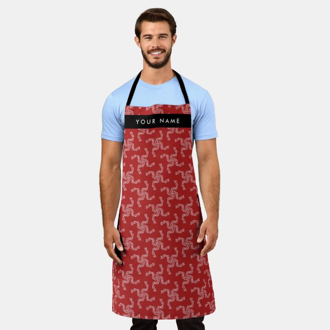 Christmas Garland, Red, Your name, Personalize Apron (Worn)
