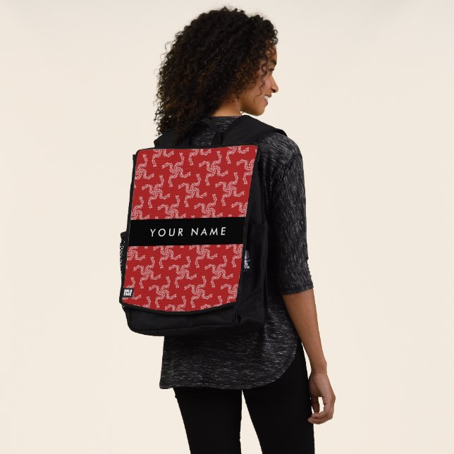 Christmas Garland, Red, Your name, Personalize Backpack (Worn)