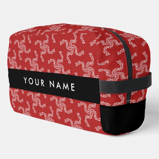 Christmas Garland, Red, Your name, Personalize Dopp Kit (Left Corner)