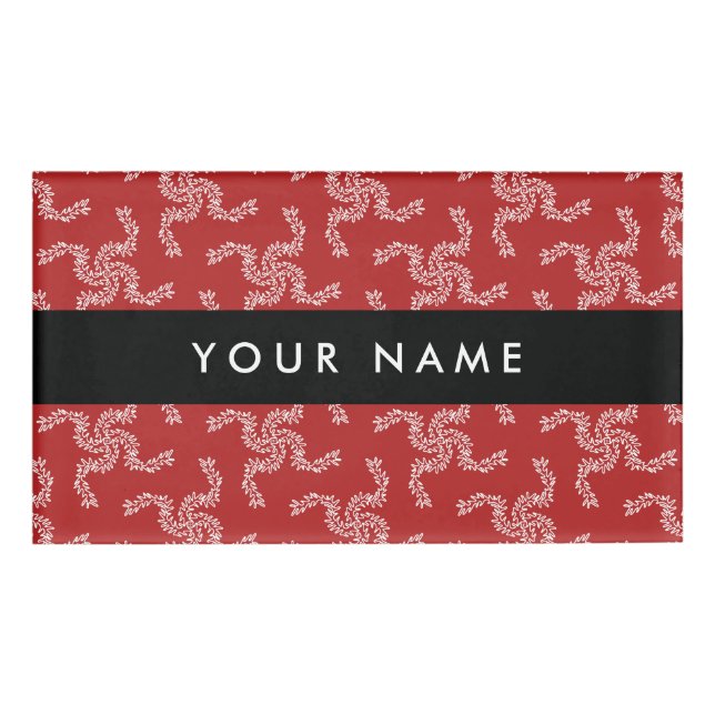 Christmas Garland, Red, Your name, Personalize Name Tag (Front)
