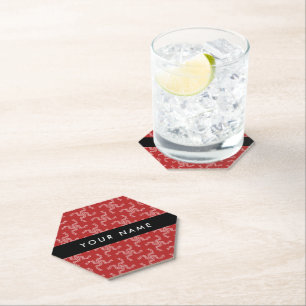 Christmas Garland, Red, Your name, Personalize Paper Coaster