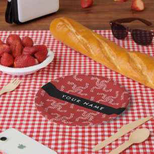 Christmas Garland, Red, Your name, Personalize Paper Plate