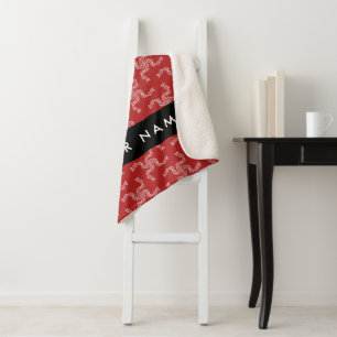 Christmas Garland, Red, Your name, Personalize Sherpa Blanket