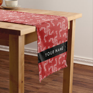 Christmas Garland, Red, Your name, Personalize Short Table Runner