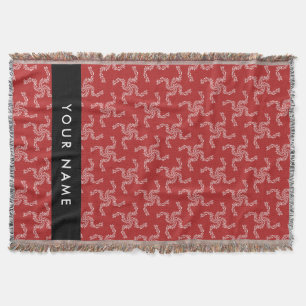 Christmas Garland, Red, Your name, Personalize Throw Blanket