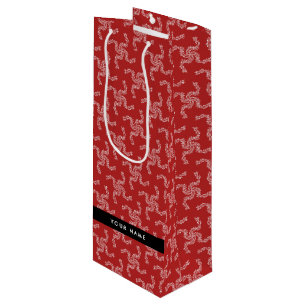 Christmas Garland, Red, Your name, Personalize Wine Gift Bag