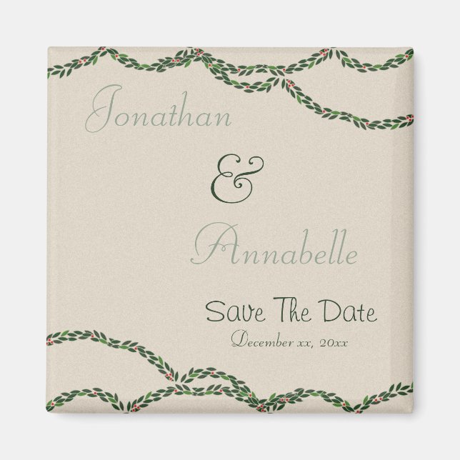 Christmas Garland Save The Date Magnet (Front)