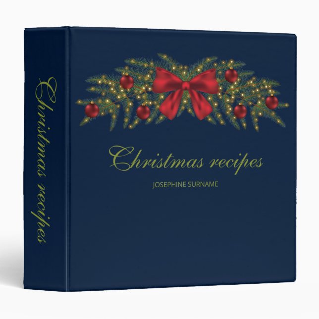 Christmas Garland With A Red Bow And Baubles Binder (Front/Spine)