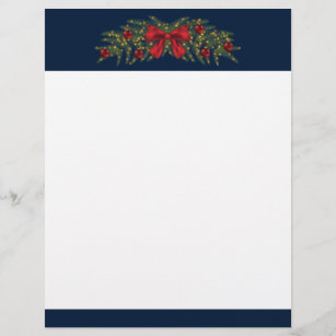 Christmas Garland With A Red Bow And Baubles Letterhead