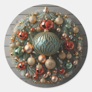 Christmas Garland wreath Classic Round Sticker