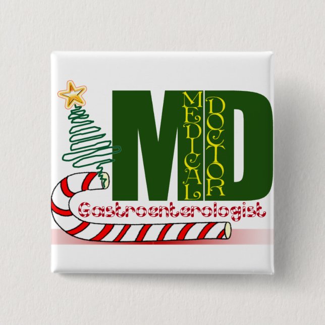 CHRISTMAS GASTROENTEROLOGIST 2 INCH SQUARE BUTTON (Front)