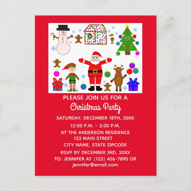 Christmas Gathering #1 Invitation Postcard (Front)