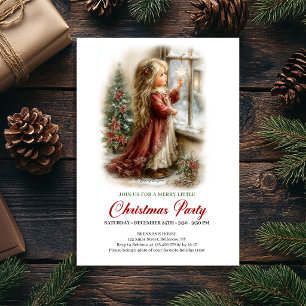 Christmas Gathering Invite Cute Girl Winter Scene