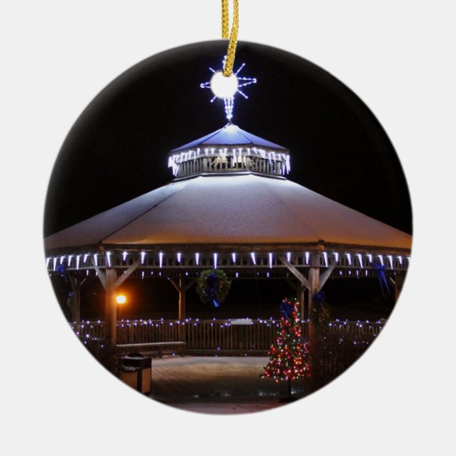 Christmas Gazebo Ceramic Ornament (Front)