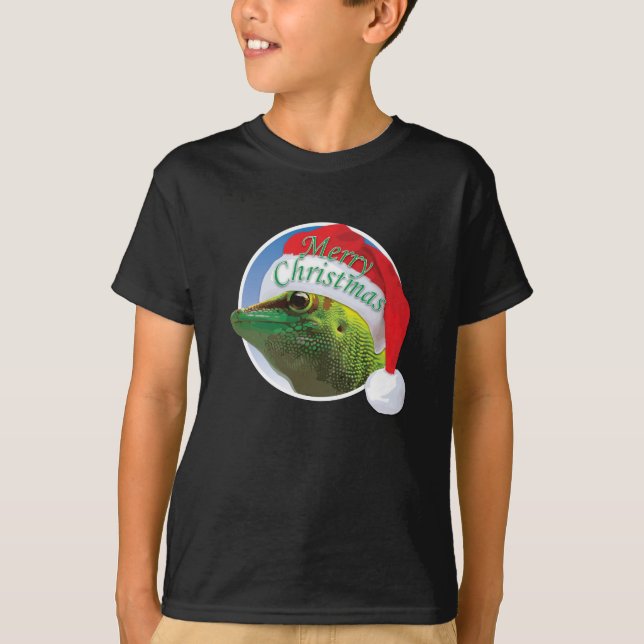 Christmas Gecko - Kids' Basic Hanes T-Shirt (Front)
