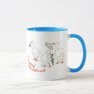 Christmas Geese Ringer Mug