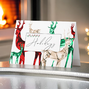 Christmas Gemstone Crystal Reindeer Happy Holidays Card