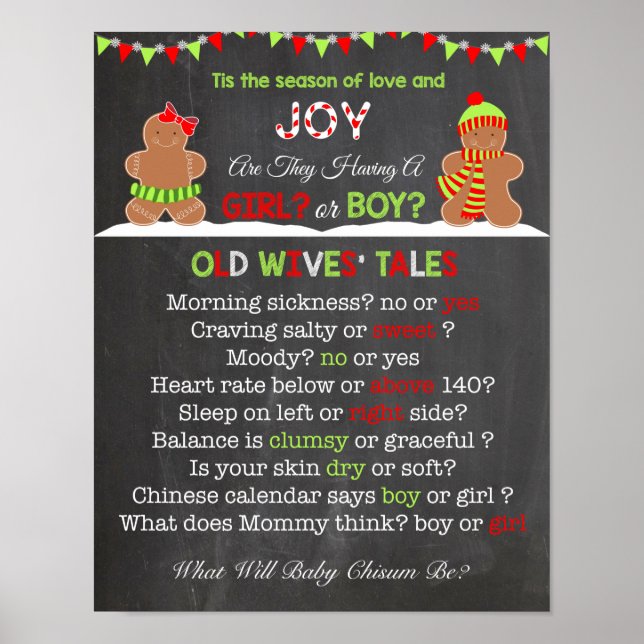 Christmas Gender Reveal Old Wives' Tales Poster (Front)
