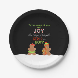 Christmas Gender Reveal Paper Plates - Gingerbread