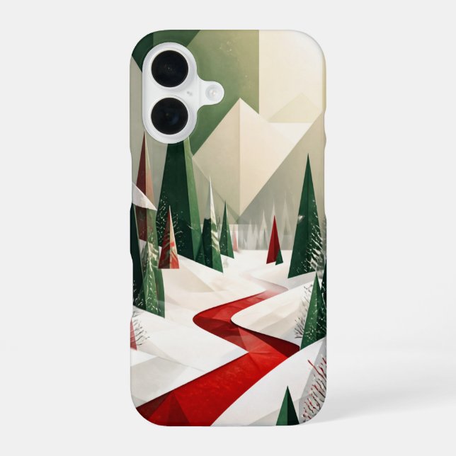 Christmas Geometric Winter Trees Phone Case (Back)