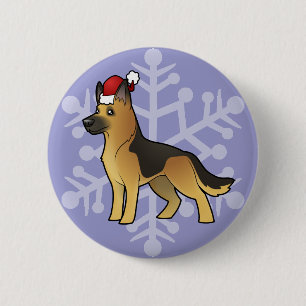 Christmas German Shepherd 2 Inch Round Button