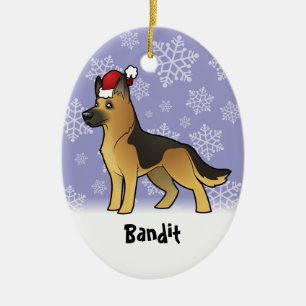 Christmas German Shepherd (add your pets name) Ceramic Ornament