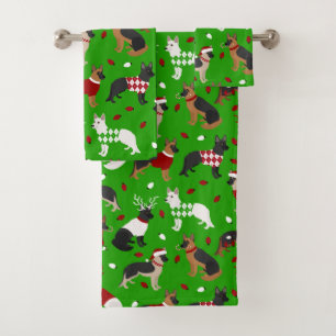 Christmas German Shepherd Bath Towel Set