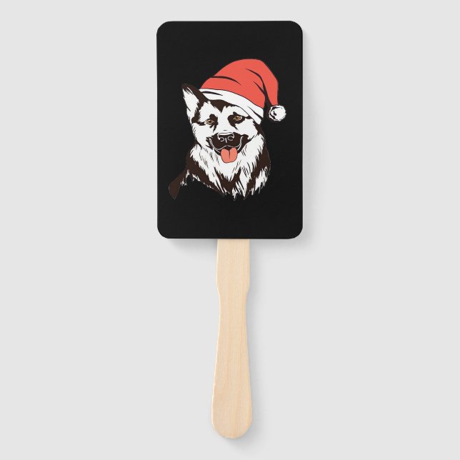 Christmas German Shepherd Classic T-Shirt Hand Fan (Front)