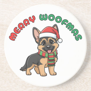 Christmas German Shepherd Coaster: Merry Woofmas Coaster