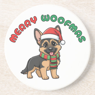 Christmas German Shepherd Coaster: Merry Woofmas Coaster