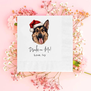 Christmas German Shepherd Dog Drinks On Me Napkin