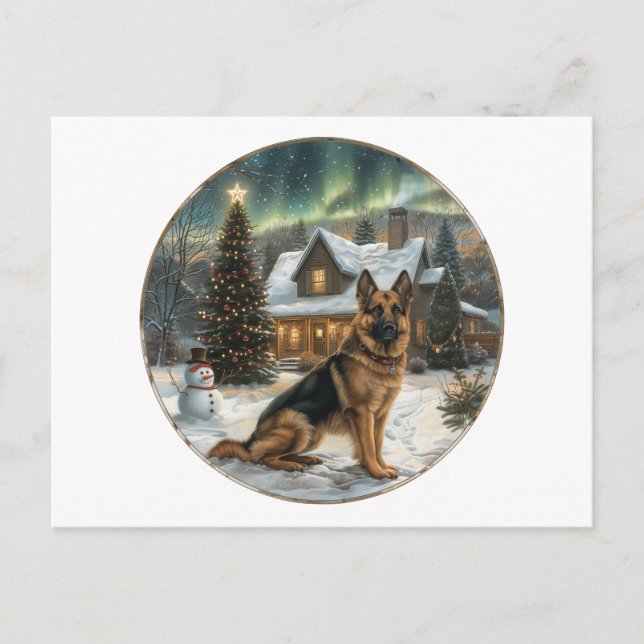 Christmas German Shepherd Dog Holiday Postcard (Front)
