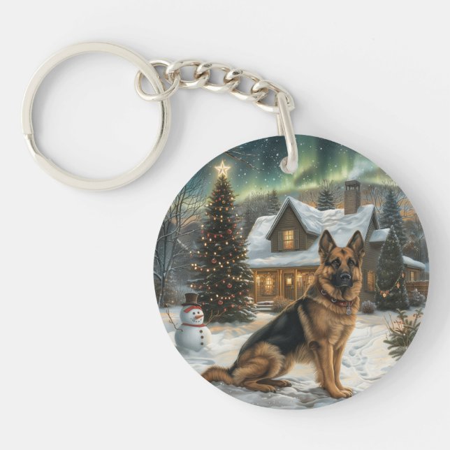 Christmas German Shepherd Dog Keychain (Front)