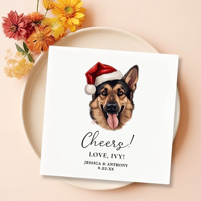 Christmas German Shepherd Dog Personalized Cheers Napkin (Creator Uploaded)