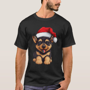 Christmas German Shepherd Dog Santa Hat Funny Xmas T-Shirt