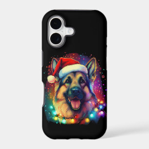 Christmas German Shepherd Dog with Santa Hat  