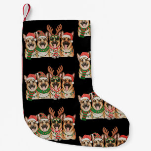 Christmas German Shepherd Dog Xmas Lights Santa Small Christmas Stocking