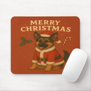 Christmas German Shepherd Dog Xmas Santa Dog Mouse Pad