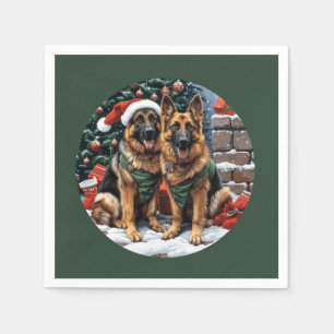 Christmas German Shepherd Dogs Napkin