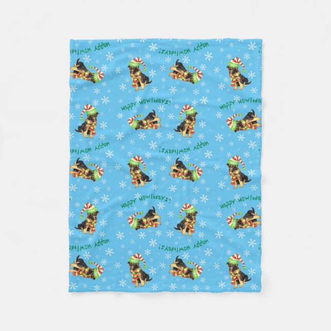 Christmas German Shepherd Fleece Blanket (Front)