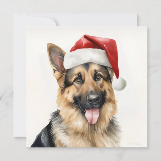christmas german shepherd holiday greeting card (Front)