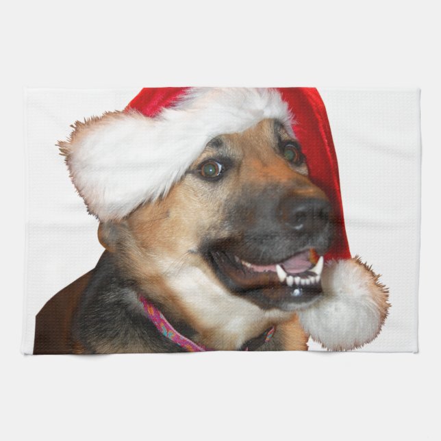 Christmas German Shepherd Kitchen Towel (Horizontal)